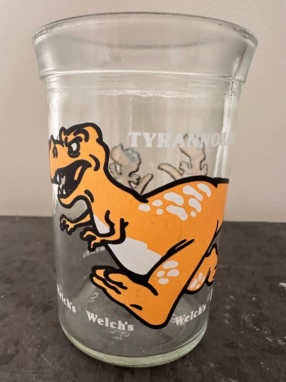 Tyrannosaurus Rex vintage Welch’s jelly jar glass dinosaur